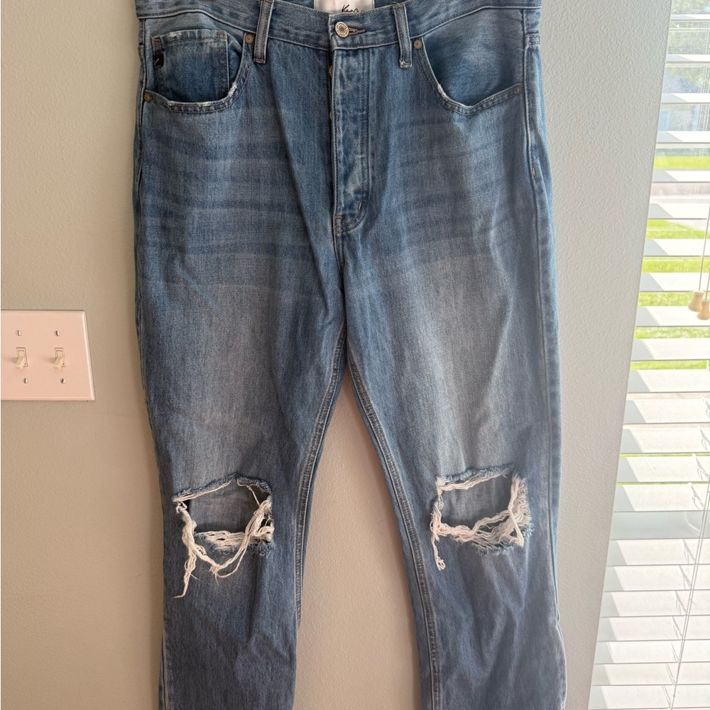 KanCan Light Blue Straight Leg Distressed Jeans